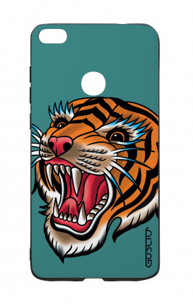 Huawei P8Lite 2017 White Two-Component Cover - Tiger Tattoo on teal