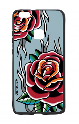 Huawei P10Lite White Two-Component Cover - Roses tattoo on light blue 
