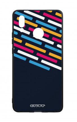 Huawei P20Lite WHT Two-Component Cover - Stripes on Dark Blue