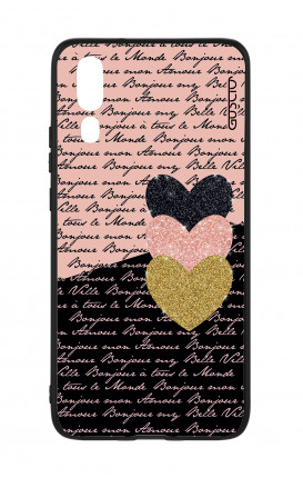 Cover Bicomponente Huawei P20 - Scritte e Cuori rosa nero