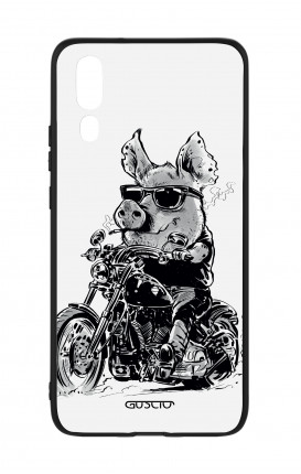 Huawei P20 WHT Two-Component Cover - Biker Pig