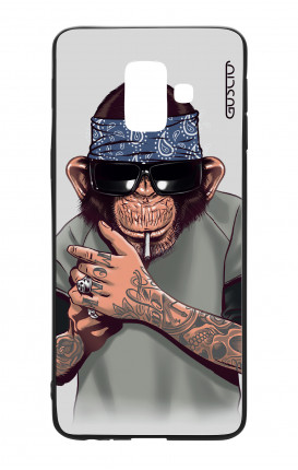 Samsung J6 2018 WHT Two-Component Cover - Chimp with bandana