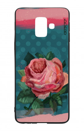 Samsung A6 Plus WHT Two-Component Cover - Blue polka dot and rose