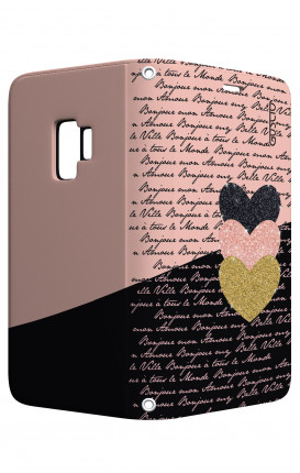 Cover STAND SAMSUNG A6 Plus - Scritte e Cuori rosa nero