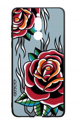 Huawei Mate10Lite WHT Two-Component Cover - Roses tattoo on light blue 