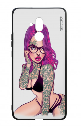 Huawei Mate20Lite WHT Two-Component Cover - Tattooed Girl Purple