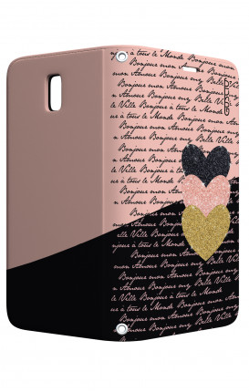 Cover STAND Samsung J7 2017 - Scritte e Cuori rosa nero