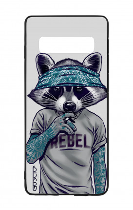 Samsung S10 WHT Two-Component Cover - Raccoon with bandana