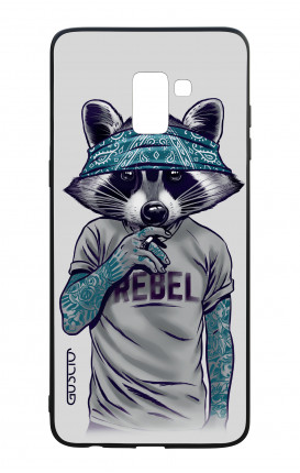 Samsung J6 PLUS 2018 WHT Two-Component Cover - Raccoon with bandana