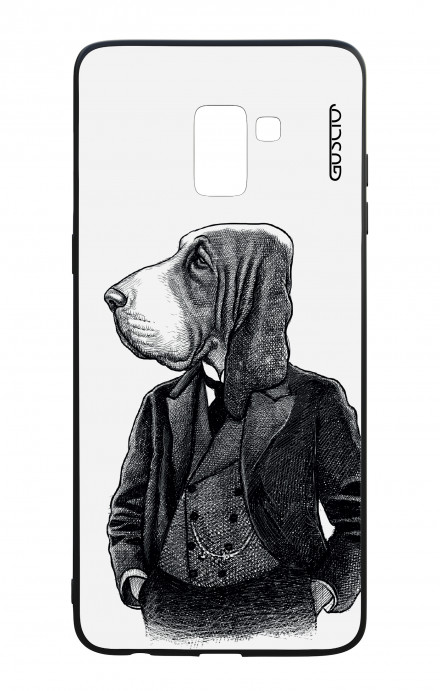 Samsung A8 2018 WHT Two-Component Cover - Dog in waistcoat