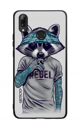 Huawei P Smart 2019 WHT Two-Component Cover - Raccoon with bandana