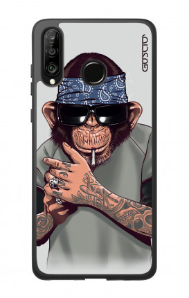 Huawei P30Lite WHT Two-Component Cover - Chimp with bandana