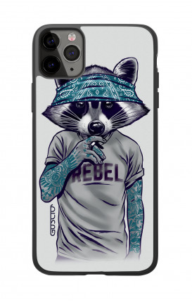 Apple iPh11 PRO MAX WHT Two-Component Cover - Raccoon with bandana