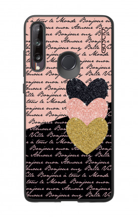 Cover Bicomponente Huawei P40 Lite E - Scritte e Cuori rosa nero