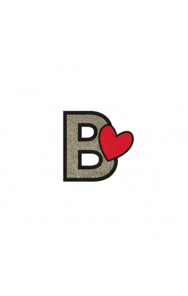 Sticker Initial PU leather HEART - Initials_B