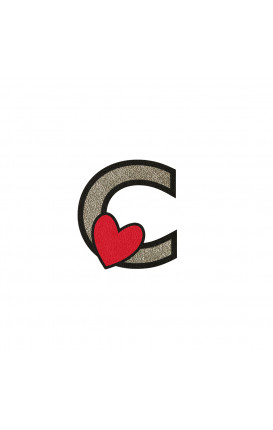 Sticker Initial PU leather HEART - Initials_C