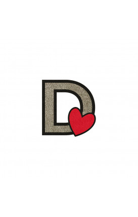 Sticker Initial PU leather HEART - Initials_D