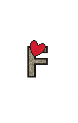 Sticker Initial PU leather HEART - Initials_F