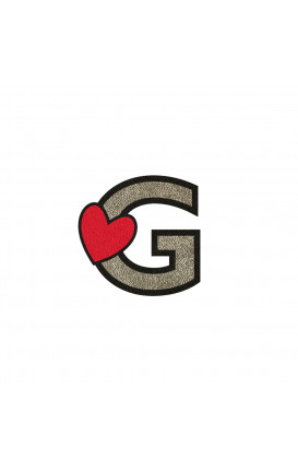 Sticker Initial PU leather HEART - Initials_G