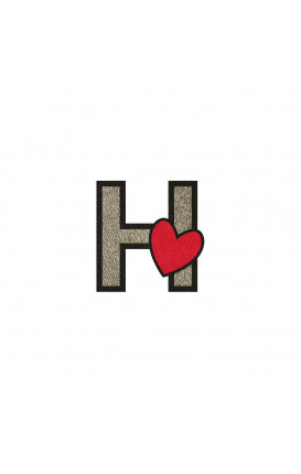 Sticker Initial PU leather HEART - Initials_H