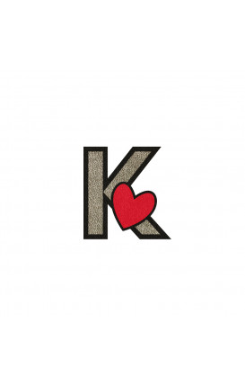 Sticker Initial PU leather HEART - Initials_K