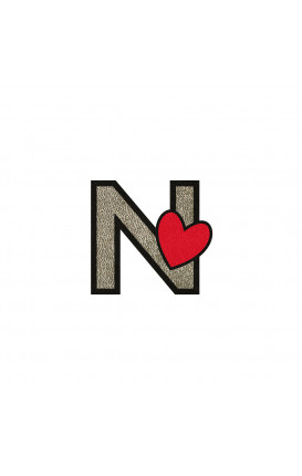Sticker Initial PU leather HEART - Initials_N
