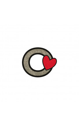 Sticker Initial PU leather HEART - Initials_O