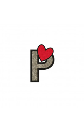 Sticker Initial PU leather HEART - Initials_P