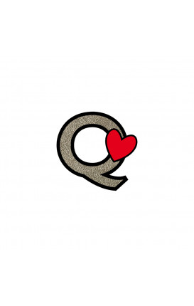 Sticker Initial PU leather HEART - Initials_Q