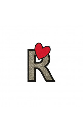 Sticker Initial PU leather HEART - Initials_R