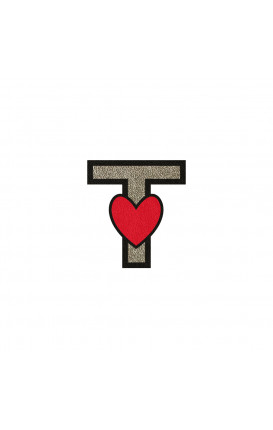 Sticker Initial PU leather HEART - Initials_T