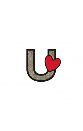 Sticker Initial PU leather HEART - Initials_U