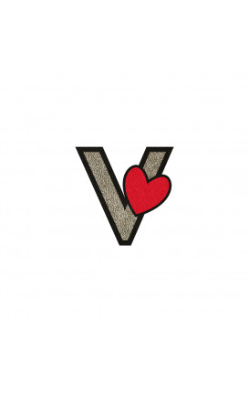 Sticker Initial PU leather HEART - Initials_V
