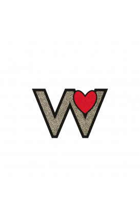 Sticker Initial PU leather HEART - Initials_W