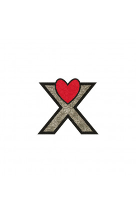Sticker Initial PU leather HEART - Initials_X