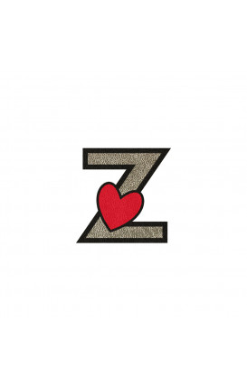 Sticker Initial PU leather HEART - Initials_Z