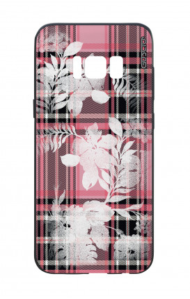 Samsung S8 Plus White Two-Component Cover - Flowers on pink tartan