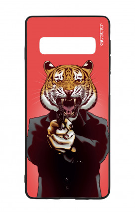 Samsung S10 WHT Two-Component Cover - Tiger with Gun