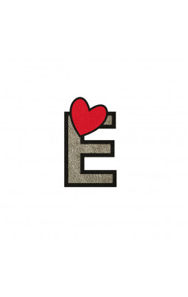 Sticker Initial PU leather HEART - Initials_E