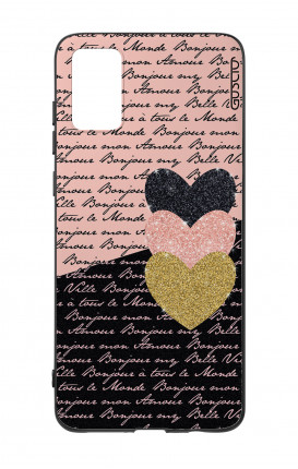 Cover Bicomponente Samsung A41 - Scritte e Cuori rosa nero