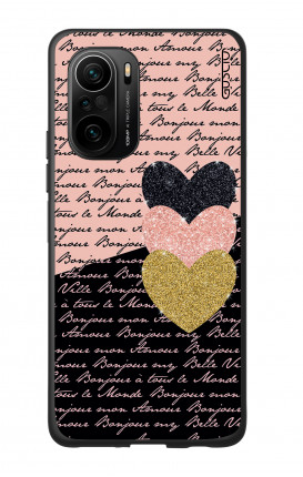 Cover Bicomponente Xiaomi MI 11i - Scritte e Cuori rosa nero