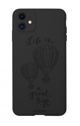 Rubber Case Apple iPhone 11 PRO MAX BLK  - Life is a great trip