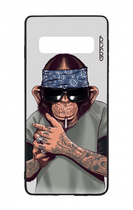 Samsung S10Plus WHT Two-Component Cover - Chimp with bandana