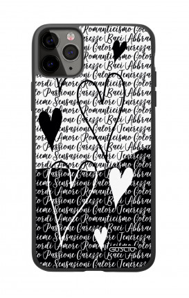 Cover Bicomponente Apple iPhone 11 PRO - Scritte e cuori bianco e nero