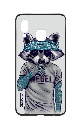 Samsung A40 WHT Two-Component Cover - Raccoon with bandana