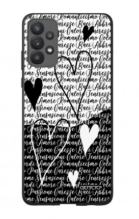 Cover Bicomponente Samsung A32 4G - Scritte e cuori bianco e nero