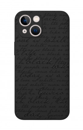Cover Rubber Apple iPhone 13_MINI BLK  - Scritte in bianco e nero
